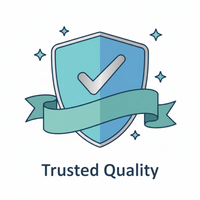 "Design a professional, vector-style icon that represents Trusted Quality.
Show a shield symbol or badge/emblem with a checkmark in the center to convey protection and assurance.
Optionally include subtle details like a ribbon, star, or sparkling effect to highlight premium, certified quality.
Use soft, modern colors — blue, teal, or metallic silver — with clean outlines.
Keep the icon minimal, rounded, and easy to understand at a glance.
Add the label text: 'Trusted Quality' below the icon in a clean, mode